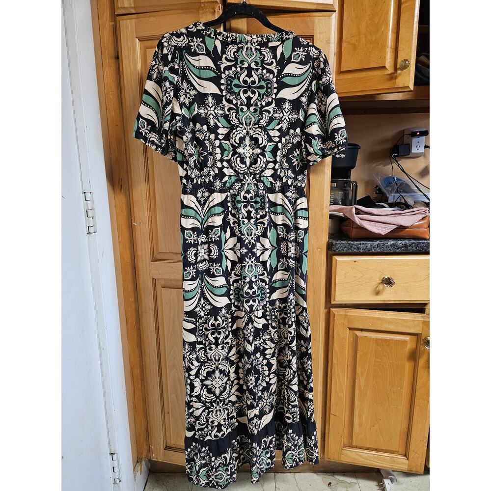 Fatface Women's Black Priya Mosaic Leaf Midi Dress Size 6 - Picture 12 of 12